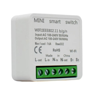Wi-Fi миниатюрный проходной выключатель для 1-го или 2-х механических переключателей 220/230 Вольт 16 Ампер (Ewelink среда Sonoff)