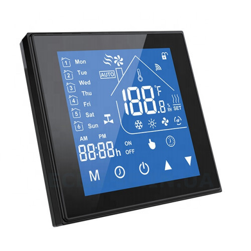 Настенный WiFi термостат на 220 вольт с LCD дисплеем и сенсорной панелью с подсветкой и встроенным и внешним датчиком температуры для Ewelink (среда Sonoff) от Qiachip за 1 565грн (код товара: WIFIT)