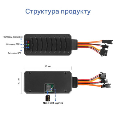 MiCODUS MV790 2G GPS-трекер для авто у реальному часі з відключенням палива та відстеженням через смартфон