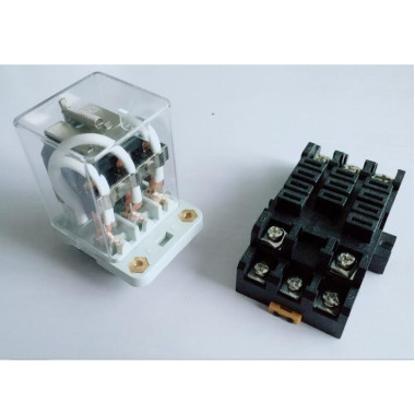 Електромагнітне реле високої потужності 40 Ампер 220 Вольт 3-х контактне JQX-38F3Z  з рейкою колодкою