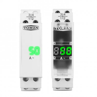 Амперметр від  0 до 100 Ампер з LED дисплеєм на DIN рейку з живленням від 40 до  500 Вольт