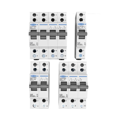 Ручний перекидний перемикач(рубильник) резерву на 1 фазу 2 полюси 220/230 Вольт до 80 Ампер на 3 положення (тип автомату)