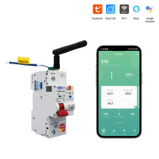 Автоматичний вимикач WIFI+RS485 1P+N 220/230V AC 1-63A V-I-Hz-kW-kWh-℃ з Захистом від короткого замикання OVP UVP OCP Автоматичний вимикач WIFI+RS485 1P+N 220/230V AC 1-63A V-I-Hz-kW-kWh-℃ з Захистом від короткого замикання OVP UVP OCP