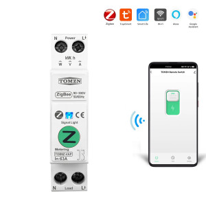 1-но фазний Zigbee вимикач-реле з функціями захисту перенапруги високого струму потужності з мониторингами (лічильник)  на DIN рейку 220В до 63A для Tuya або Smart Life