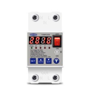 Пристрій захисту від перенапруги і струму з  ПЗВ (УЗО ) від 10 мА для DIN рейки 220В до 63А LED дісплеєм та звуковим сповіщенням