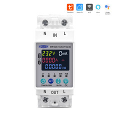 1-но фазний WiFi електролічильник з кольоровим LCD дисплеєм з підсвітленням та захистом на 220/230 Вольт 63 А додаток Tuya (Smart Life)