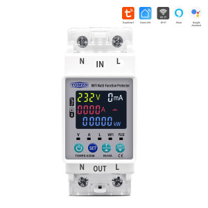 1-но фазний WiFi електролічильник з кольоровим LCD дисплеєм з підсвітленням та захистом на 220/230 Вольт 63 А додаток Tuya (Smart Life)