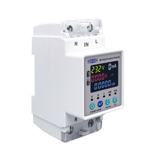 1-но фазний WiFi електролічильник з кольоровим LCD дисплеєм з підсвітленням та захистом на 220/230 Вольт 63 А додаток Tuya (Smart Life)