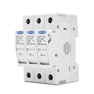 3-х полюсный держатель солнечных фотоэлектрических предохранителей до 32 Ампер DC до 1000V PV 10 x 38 мм для защиты фотопанелей 3-х полюсный держатель солнечных фотоэлектрических предохранителей до 32 Ампер DC до 1000V PV 10 x 38 мм для защиты фотопанелей