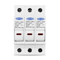 3-х (триполюcний) тримач сонячних плавких запобіжників постіного струму до 32 Ампер DC 1000V PV 10x38 з свтлодідним підсвічуванням 3-х (триполюcний) тримач сонячних плавких запобіжників постіного струму до 32 Ампер DC 1000V PV 10x38 з свтлодідним підсвічуванням