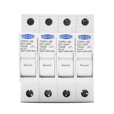 4-х (чотириполюсний) тримач сонячних плавких запобіжників постіного струму до 32 Ампер DC 1000V PV 10x38 4-х (чотириполюсний) тримач сонячних плавких запобіжників постіного струму до 32 Ампер DC 1000V PV 10x38