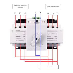 3-х фазний  3-х полюсний Автомат перемикач введення резерву АВР 63А 230В/380В на 2 навантаження