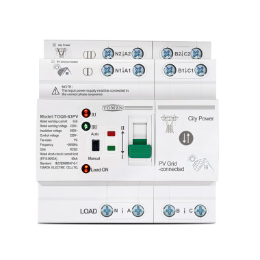 TOQ6-63PV/4P 220/230В 4-х полюсний автомат-перемикач введення резерву для інвертора сонячних панелей