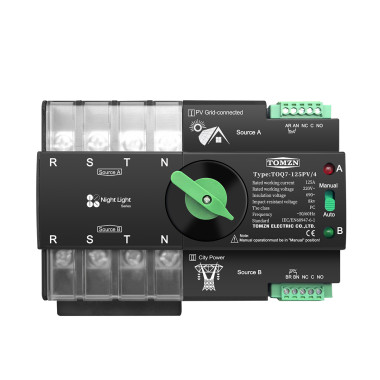 TOQ7-125PV/4P 220/230В 4-х полюсный 3-х фазный автомат переключатель ввода резерва АВР ATS до 125А для инвертора солнечных панелей