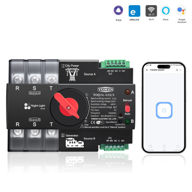 Розумний Автоматичний перемикач резервного живлення для генератора АВР TOQ7e WIFI  3P 125A eWeLink (середовище Sonoff)