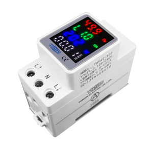 Лічильник споживаної потужності, з моніторингом струму та напруги на DIN рейці 5 в 1 220/230В до 100А з кольоровим екраном