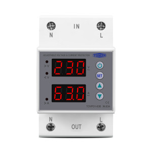 Реле напряжения и тока TOVPD1-63B (63A) с регулировкой и дисплеем на DIN-рейку Реле напряжения и тока TOVPD1-63B (63A) с регулировкой и дисплеем на DIN-рейку