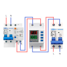 Реле напруги та струму TOVPD1-63DK 63А (2-полюсне: розрив Фази та Нуля L+N)