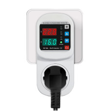 Розетка бар'єр із захистом від перенапруги та струму, реле на пруги 90 - 300(230) Вольт AC з регульованими порогами захисту на 16 Ампер