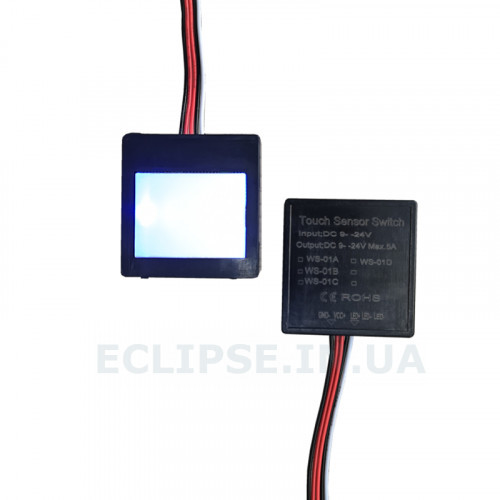 Зеркальный сенсорный выключатель диммер с сменяющейся подсветкой (белый/голубой) на 12 вольт (от 9 до 24 В) до 5 Ампер (60Вт) от AIDI за 135грн (код товара: 1D8)