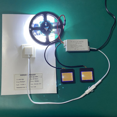 Дзеркальний сенсорний вимикач-діммер з блоком живлення 220/12 Вольт на 2 або 3 Ампери (24 чи 36Вт) з сенсором для протизапотизапотивальної плівки на 220 Вольт