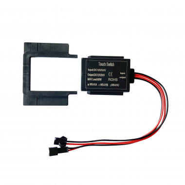 Дзеркальний сенсорний вимикач-диммер з змінним підсвічуванням (червоний / синій) на 12 вольт до 5 Ампер (60Вт)