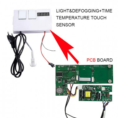 Дзеркальний сенсорний вимикач діммер з LED дисплеєм годинником температурою з підтримкою дефоггера (антитуман)