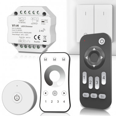 Дистанційний LED міні контроллер-димер Skydance V1-H на 12 - 48 Вольт до 8 Ампер  c пультом і можливістю управління з кнопки