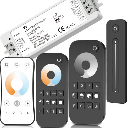 Дистанційний 2-канальний CV LED контроллер-димер Skydance V2 на 12 - 24 Вольт до 5 Ампер c пультом від SKYDANCE за 445грн (код товару: V2)