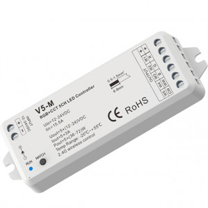 5-канальний RGB + CCT LED RF дистанційний контроллер-димер Iskydance V5-M на 12-24 Вольт c пультом