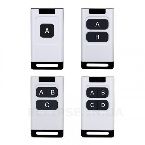 Пульт-брелок білого кольору, прямокутний, від 1-ї до 4-х кнопок 433 МГц від AOKE за 135грн (код товару: PT)