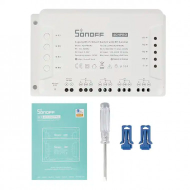 Sonoff 4CH Pro R3 4-Канальний WIFI + Радіо 433 МГц Вимикач з режимами Блокування / Такт / Таймер / Затримка від 0,5 до 3600 сек