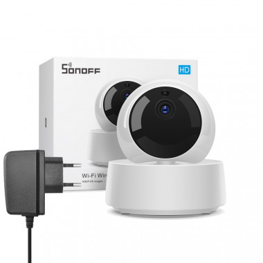 SONOFF GK-200MP2-B  поворотна Wi-Fi  камера з датчиком руху, двостороннім голосовим зв’‎язком, можливістю запису на карту та блоком живлення