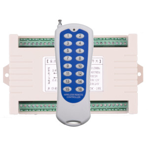 16-ти канальний  (16 реле) універсальний дистанційний вимикач на 12 Вольт з пультом