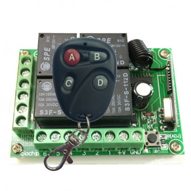 Чотириканальний універсальний дистанційний вимикач на 12 Вольт тип 3 з дод. режимами (функціями)