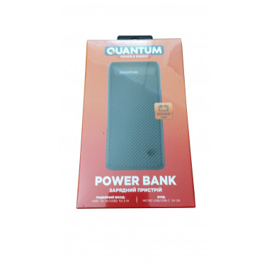 Универсальный мобильный аккумулятор Power Bank Quantum QM-PB1020 чорний 20000 мAГ на 2 USB