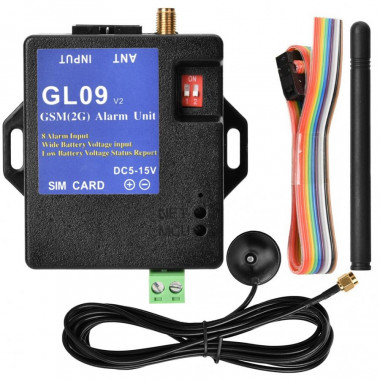 GL09 8 канальний (8 входів) GSM контролер для сигналізації по SMS з контролем напруги живлення