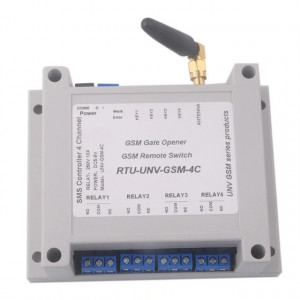 Чотириканальне GSM реле (вимикач) UNV 5/6/9/12 Вольт на SIM800C та STM32 на DIN рейку