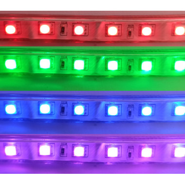 3-х кольорова Світлодіодна RGB лента на 220 Вольт, водозахисному силіконовому кожусі