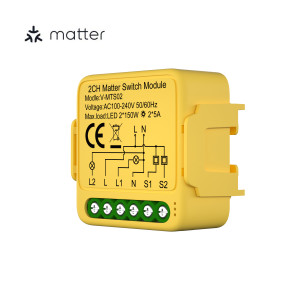 Двухканальный Matter выключатель с поддержкой настенных проходных механических выключателей
