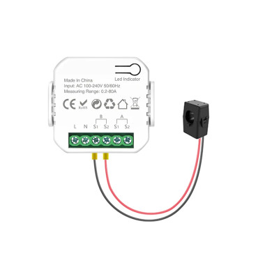 WiFi устройство учета потребляемой энергии, счетчик на 220/230 В до 80 Ампер для Tuya (SmartLife) с внешним трансформатором тока WiFi устройство учета потребляемой энергии, счетчик на 220/230 В до 80 Ампер для Tuya (SmartLife) с внешним трансформатором тока