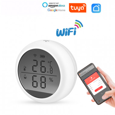 Кімнатний WiFi, датчик температури і вологості (гігрометр) з РК-дисплеєм, підтримка Alexa, Google Home, додаток Tuya (Smart Life)