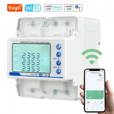 3-х фазный WiFi электросчётчик с LCD дисплеем до 100 А Tuya (Smart Life) с функциями защиты
