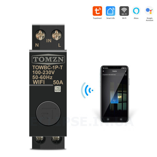 2-х полюсний WIFI вимикач-реле на DIN рейку 220В до 32A додаток Tuya або Smart Life від TOMZN за 765грн (код товару: SMT32T)