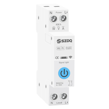 WIFI выключатель-реле с мониторингом напряжения и тока на DIN рейку 220В до 63A для Tuya или Smart Life WIFI выключатель-реле с мониторингом напряжения и тока на DIN рейку 220В до 63A для Tuya или Smart Life