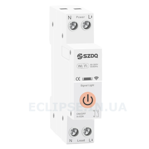 1-но фазный WIFI выключатель-реле с таймером на DIN рейку 220В до 63A для Tuya или Smart Life от SH&ZG за 495грн (код товара: TOS-63T)