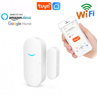 Wi-Fi датчик відкриття / закриття дверей для домашньої сигналізації, сумісна з Alexa Google Home, додаток Tuya (Smart Life)