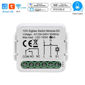 Zigbee выключатель с сухим переключающим контактом реле приложение TUYA (Smartlife)