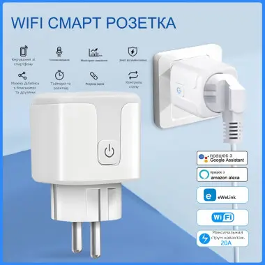 Wi-Fi розетка с функцией  мониторинга и измерения потребляемой мощности до 20A  приложение Ewelink среда Sonoff
