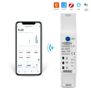 Zigbee счетчик – выключатель с мониторингом напряжения-тока и защитой от перенапряжения, большого тока и мощности на Din рейке, 220В до 63А Tuya (SmartLife)